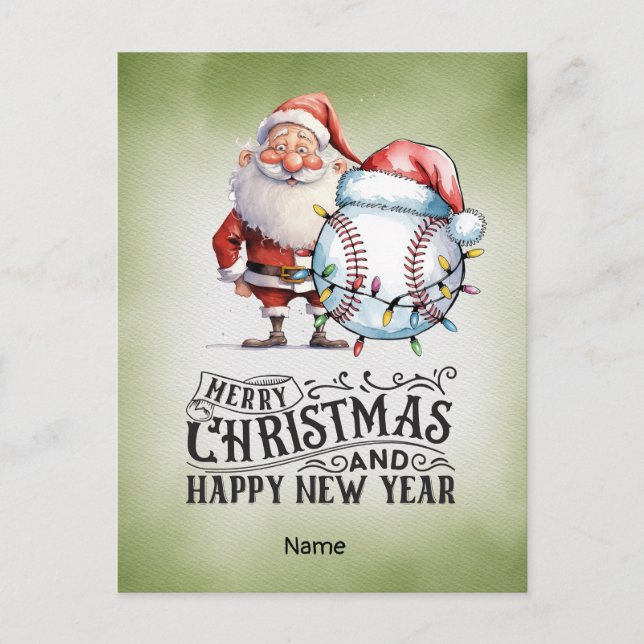 Cartão Postal De Festividades Teto de Natal de Baseball (Frente)