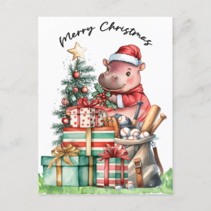 Cartão Postal De Festividades Teto de Natal de Baseball