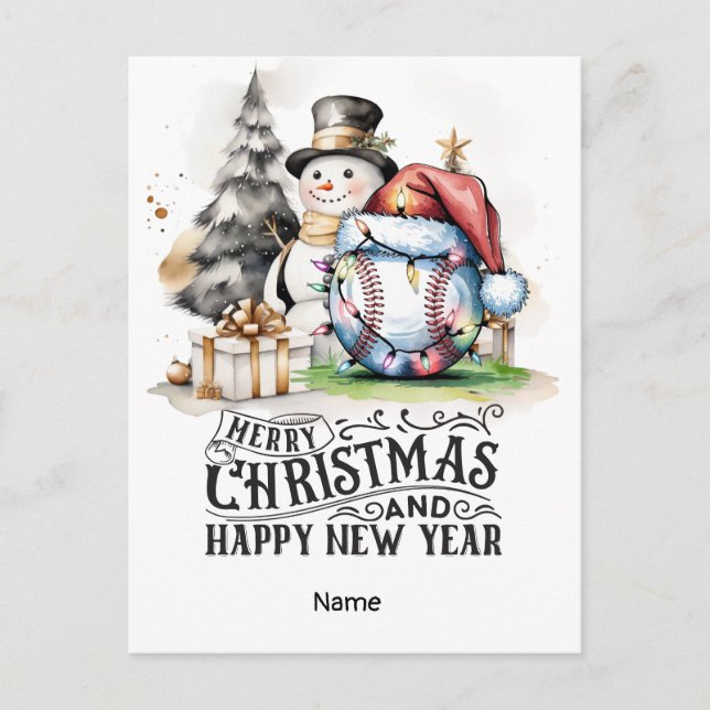 Cartão Postal De Festividades Teto de Natal de Baseball (Frente)