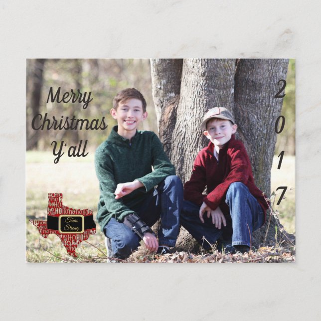 Cartão Postal De Festividades Texas Strong State Photo Christmas Postcard (Frente)