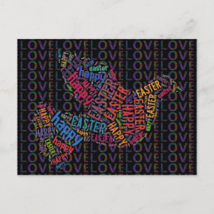 Cartão Postal De Festividades Texto Colorido da Porta de Amor do felz pascoa
