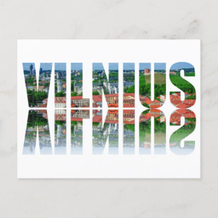 Cartão Postal De Festividades Texto de Vilnius com reflexão