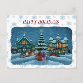 Cartão Postal De Festividades texto e borda de neve da cidade de natal.