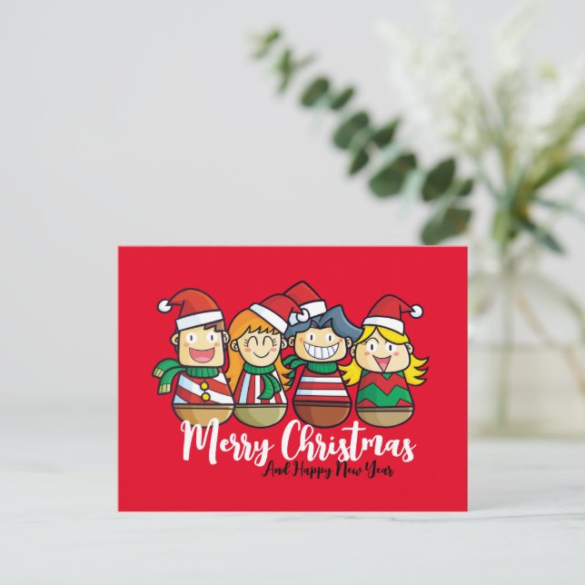 Cartão Postal De Festividades Texto personalizado Amizade bonita Feliz Natal (Em pé/Frente)