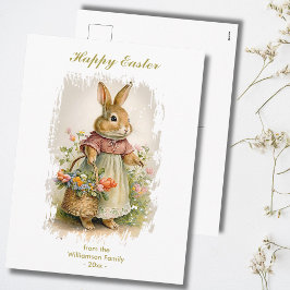 Cartão Postal De Festividades Texto Personalizado do Coelhinho do felz pascoa Vi