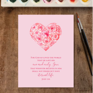Cartão Postal De Festividades Texto Personalizado do John 3:16   Namorados de co