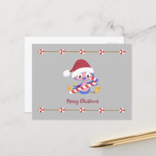 Cartão Postal De Festividades Texto Personalizável de Caneta Bluebird de Natal
