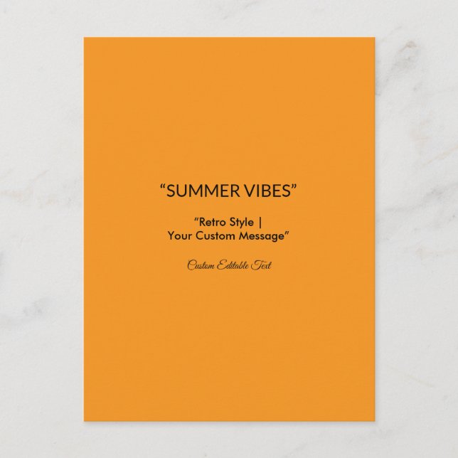 Cartão Postal De Festividades Textura Retro Laranja - Arte do Verão (Frente)