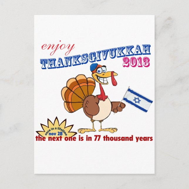 Cartão Postal De Festividades Thanksgiving and Hanukkah.  Thanksgivukkah (Frente)