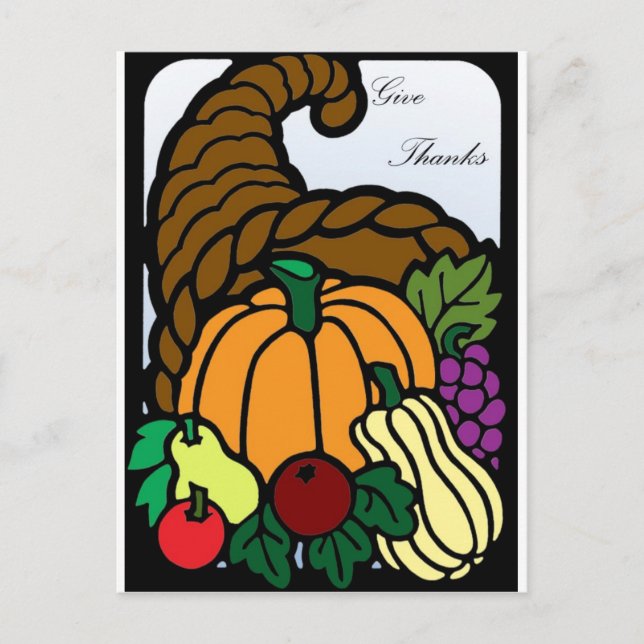 Cartão Postal De Festividades Thanksgiving Cornucopia (Frente)