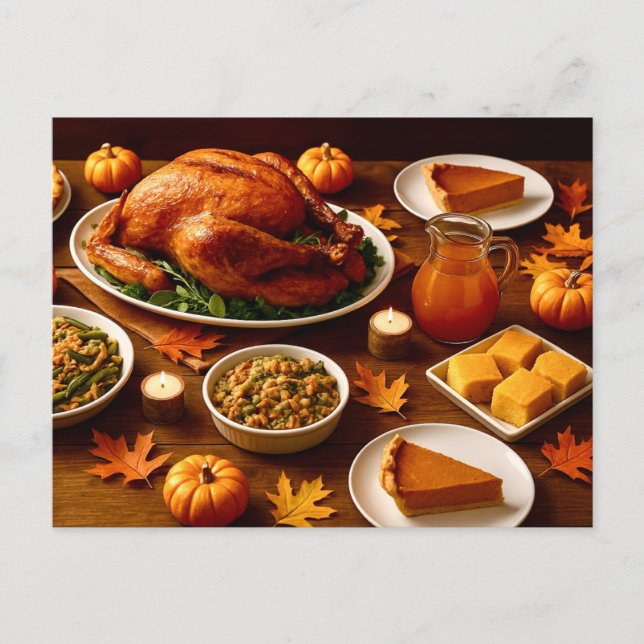 Cartão Postal De Festividades Thanksgiving Feast Table Postcard (Frente)