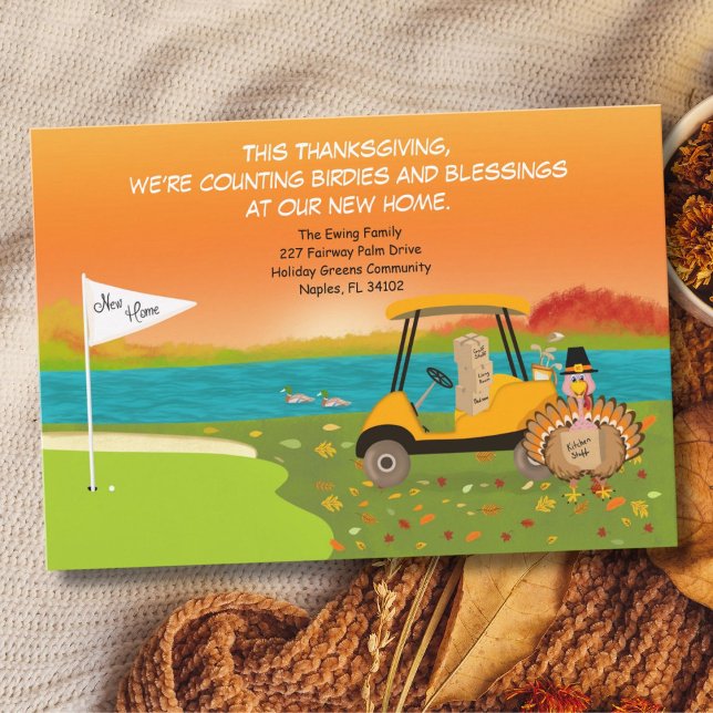 Cartão Postal De Festividades Thanksgiving Golf Cart With Moving Boxes  (Criador carregado)