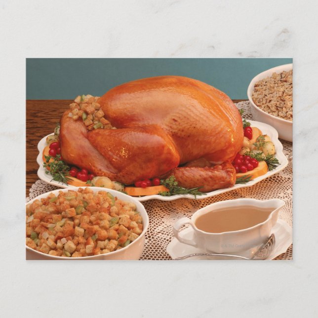 Cartão Postal De Festividades Thanksgiving spread (Frente)