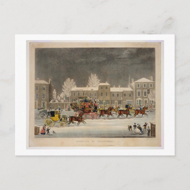 Cartão Postal De Festividades The Approach to Christmas, engraved by George Hunt (Frente)