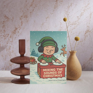 Cartão Postal De Festividades The Elf DJ on the Snowy Path