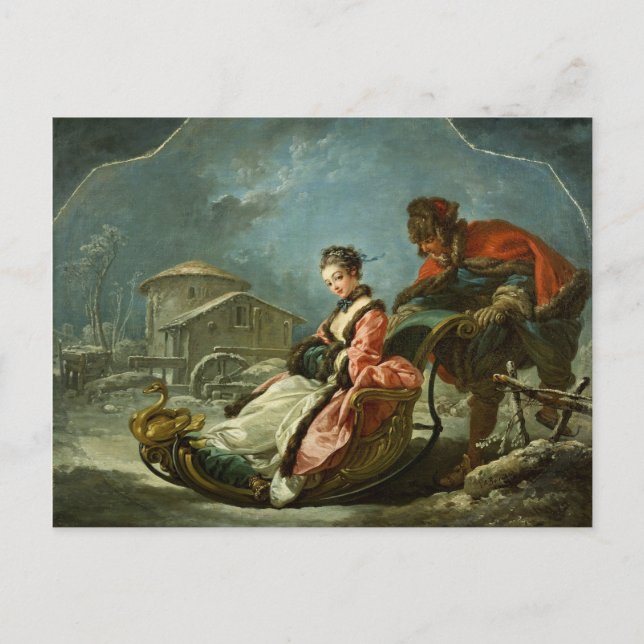 Cartão Postal De Festividades The Four Seasons: Winter by François Boucher (Frente)