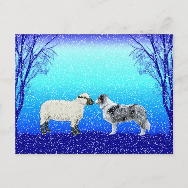 Cartão Postal De Festividades "The Peace Tree" Border Collie Postcard~Christmas (Frente)