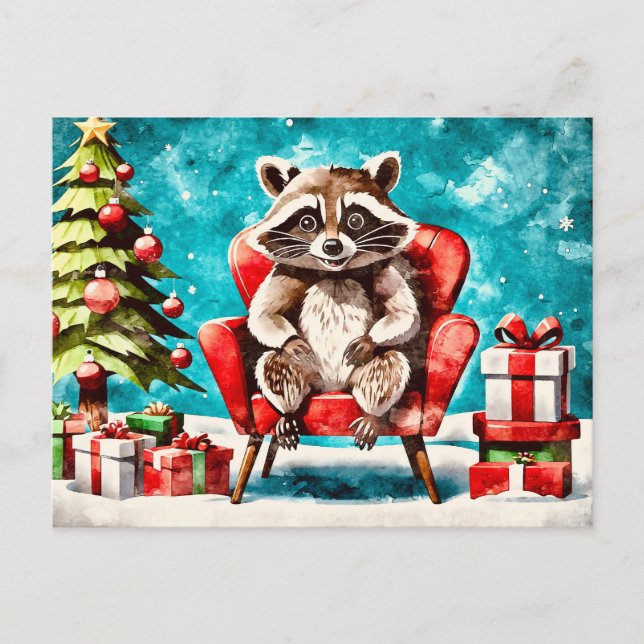 Cartão Postal De Festividades The Raccoon’s Christmas Chair (Frente)