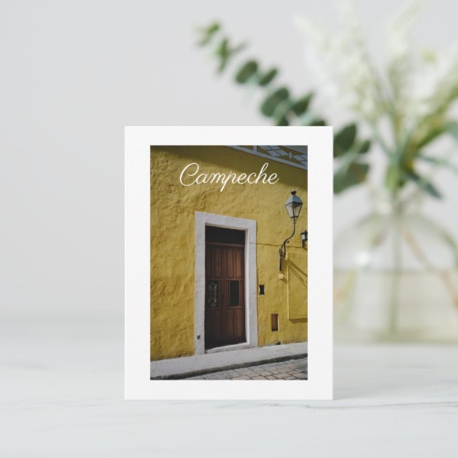 Cartão Postal De Festividades The Yellow House, Campeche, Mexico (Em pé/Frente)