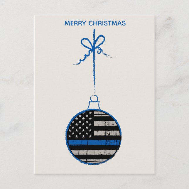 Cartão Postal De Festividades Thin Blue Line Christmas - Police Family (Frente)