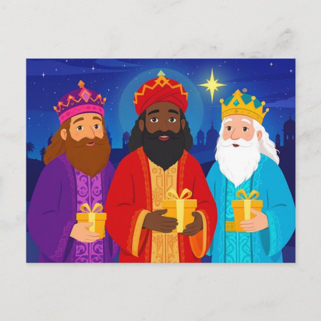 Cartão Postal De Festividades Three Wise Men Epiphany Christmas Star (Frente)