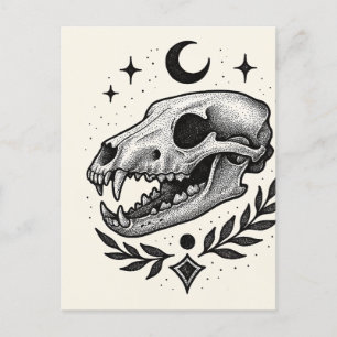 Cartão Postal De Festividades Tilacina Crânio - Design inspirado na tatuagem