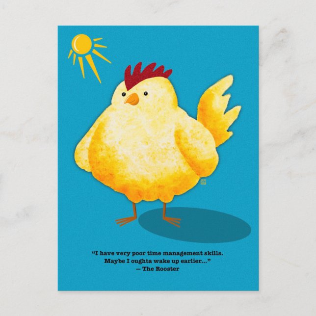 Cartão Postal De Festividades Time Management Rooster Postcards (Frente)