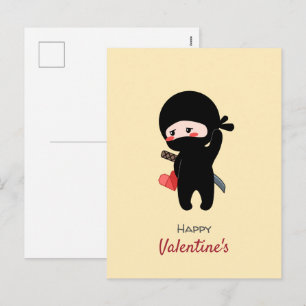 Cartão Postal De Festividades Tímido Blushing Ninja segurando papel originami c