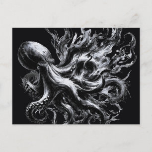 Cartão Postal De Festividades Tinta Abstrata Fluido Polvo Kraken
