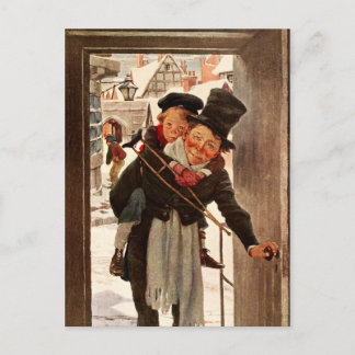 Cartão Postal De Festividades Tiny Tim and Bob Cratchit on Christmas Day