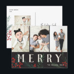 Cartão Postal De Festividades Tipografia Botânica 3 FotoFeliz<br><div class="desc">Cartão Postal. Completamente personalizável de todas as formas possíveis, esta nova coleção de cartões de férias apresenta os nossos frutos de inverno pintados manualmente e trabalho de arte de folhagem. Boas saudações modernas entrelaçadas entre a trabalho de arte faz uma declaração tipográfica caprichosa que se destaca. Esta coleção inclui várias...</div>