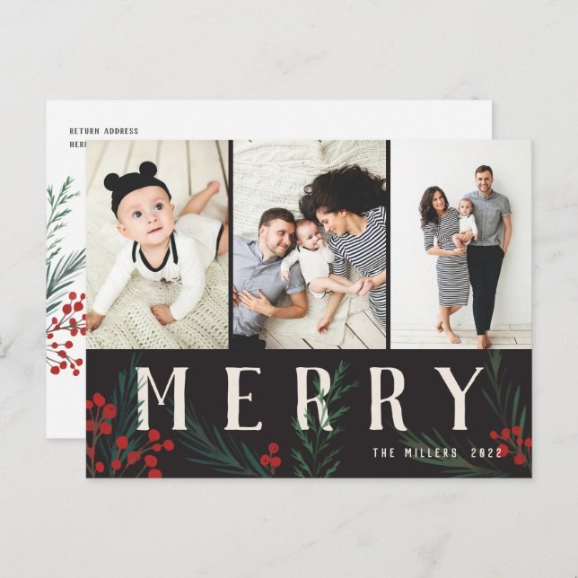 Cartão Postal De Festividades Tipografia Botânica 3 FotoFeliz (Frente/Verso)