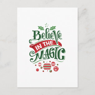 Cartão Postal De Festividades Tipografia de Natal Acredite na Magia