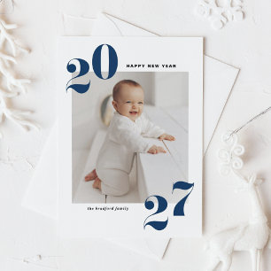 Cartão Postal De Festividades Tipografia Moderna Azul Feliz Ano Novo 2022 Foto