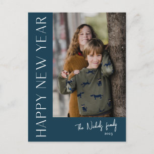 Cartão Postal De Festividades Tipografia Moderna Foto Simples Ano Novo