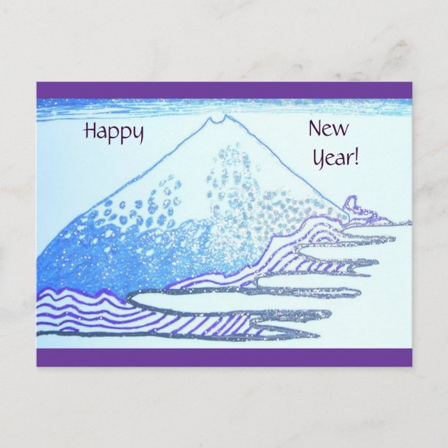 Cartão Postal De Festividades Tirando na tinta do gel, pintura de Hokusai (Frente)