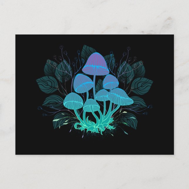 Cartão Postal De Festividades Toadstools in Bushes (Frente)