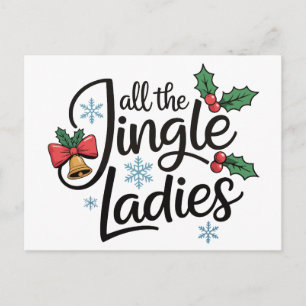 Cartão Postal De Festividades Todas As Senhoras Jingle Holly Sinos Natal Xmas