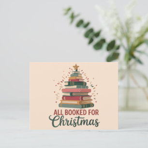 Cartão Postal De Festividades Todos Reservados para Árvore de Livros de Natal Pr