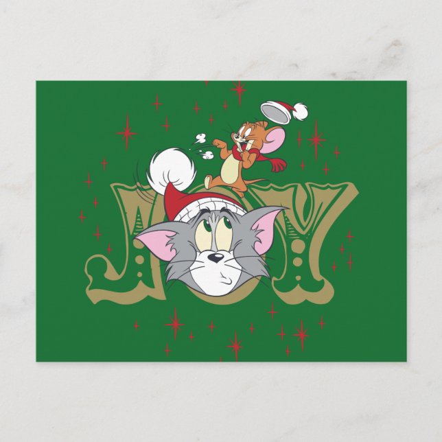 Cartão Postal De Festividades Tom e Jerry Holiday Joy (Frente)