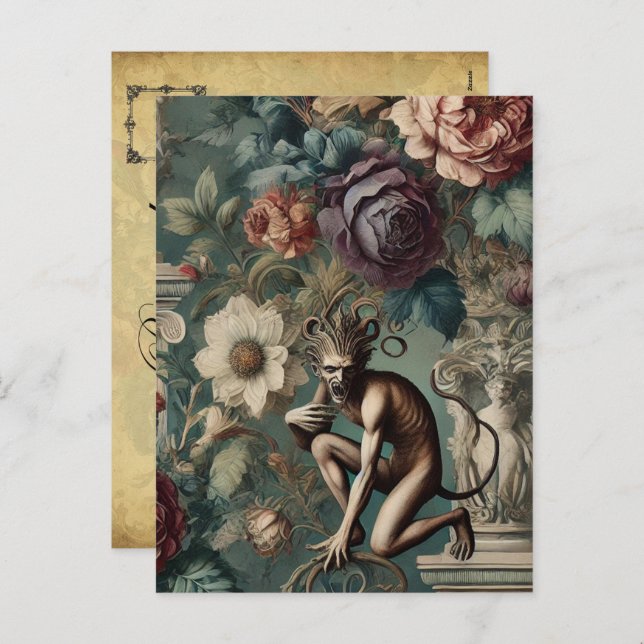 Cartão Postal De Festividades Tome uma Arco - Design Floral Gótico (Frente/Verso)