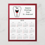 Cartão Postal De Festividades Tooth Happy Holidays from Dentist 2016 Calendar<br><div class="desc">This cute 2016 calendar postcard features a picture of a happy tooth,  and is a perfect way for a dentist to wish happy holidays to all their patients!</div>