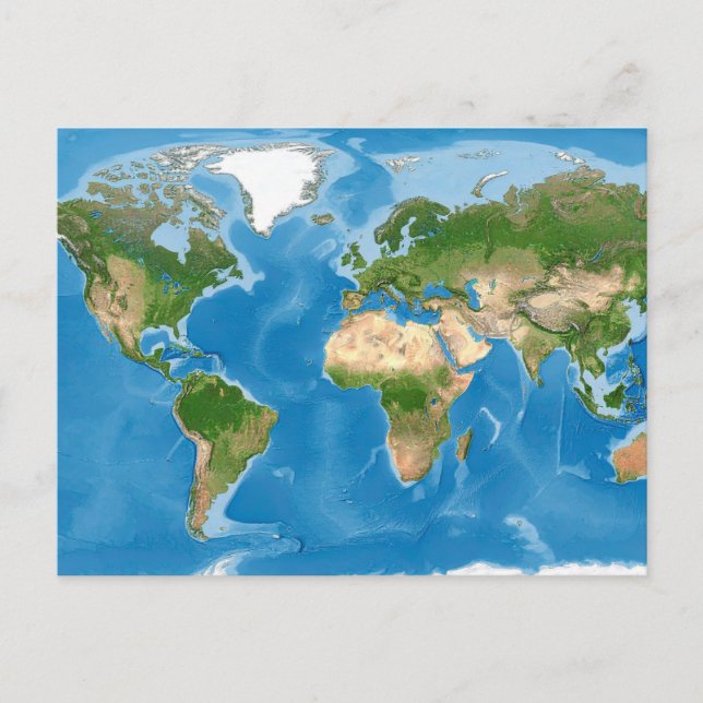 Cartão Postal De Festividades Topographic World Map Earth Illustration (Frente)