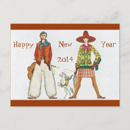 Cartão Postal De Festividades Toque do ano novo ocidental velho