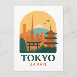 Cartão Postal De Festividades Tóquio Japão Minimalista Lembrança de Viagem