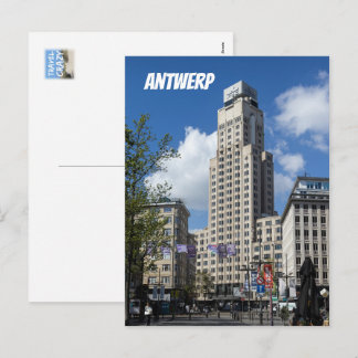Cartão Postal De Festividades Torre Boerentoren Art Déco Paisagem Urbana, Antuér