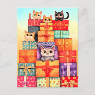 Cartão Postal De Festividades Torre de aniversário do Meow Gift