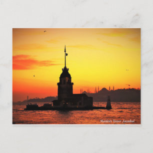 Cartão Postal De Festividades Torre de solteiro Istambul Turquia Lindo