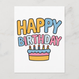 Cartão Postal De Festividades Torta de Feliz Aniversário