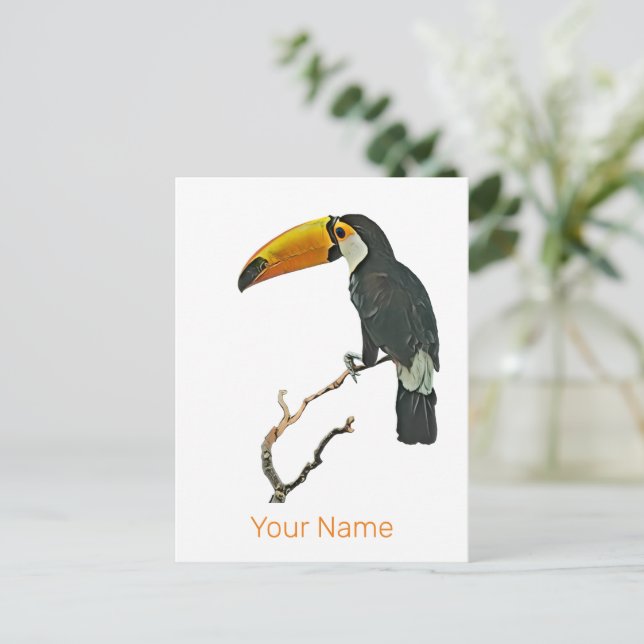 Cartão Postal De Festividades Toucan Retrait Animal Tropical Bird Design (Em pé/Frente)